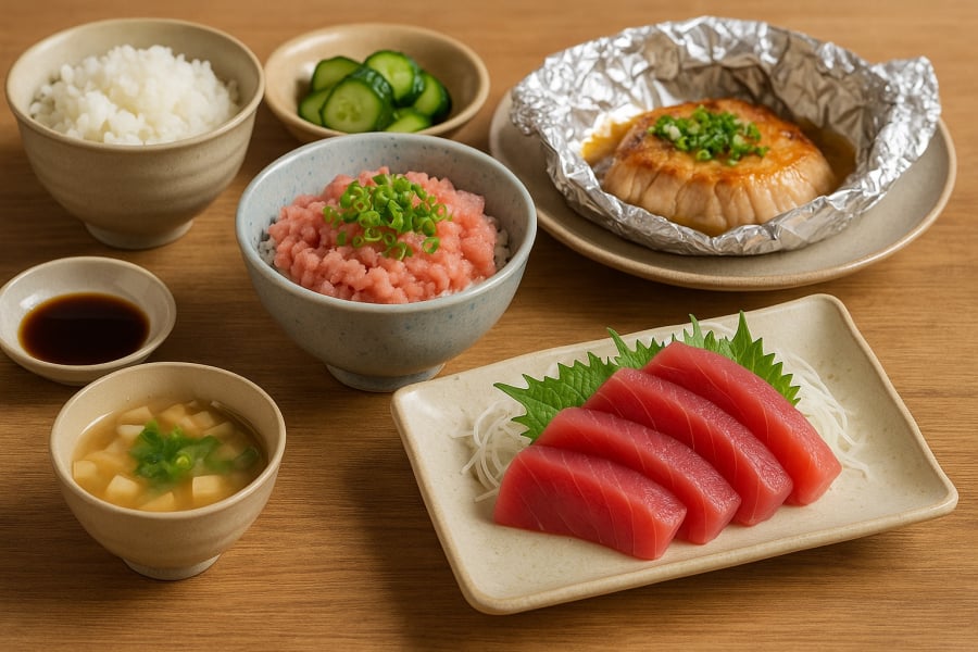 Bữa cơm gia đình kiểu Nhật với cá ngừ vàng – thực đơn dinh dưỡng mỗi ngày cho sức khỏe tim mạch.