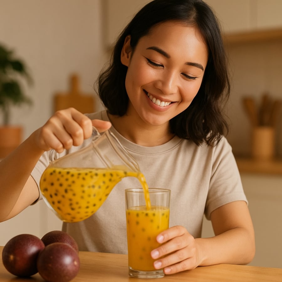 Chỉ với vài bước đơn giản, bạn có thể tự tay làm món đồ uống thơm ngon, tốt cho sức khỏe từ chanh leo.