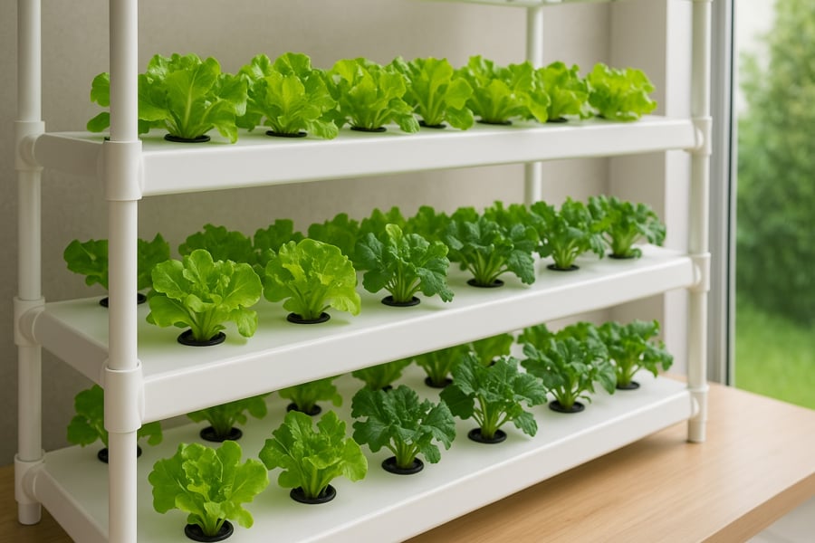 Rau thủy canh sạch đẹp nhưng vẫn cần được rửa kỹ trước khi ăn để phòng vi khuẩn từ hệ thống nước.