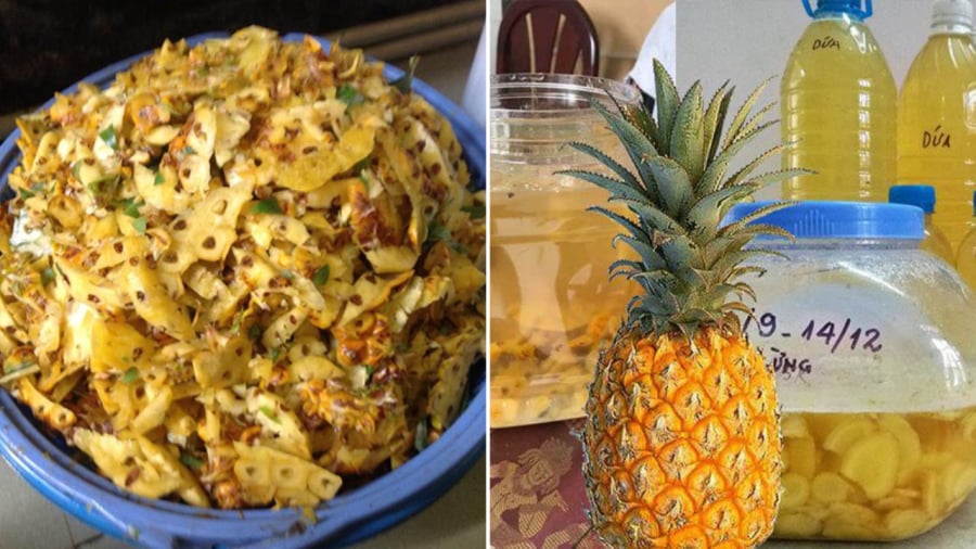 Bạn có thể tận dụng vỏ dứa để làm phân bón hoặc dung dịch tẩy rửa.